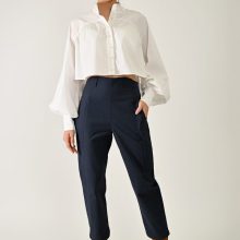 Cigarette Pants in dark blue gabardine от Merlenne