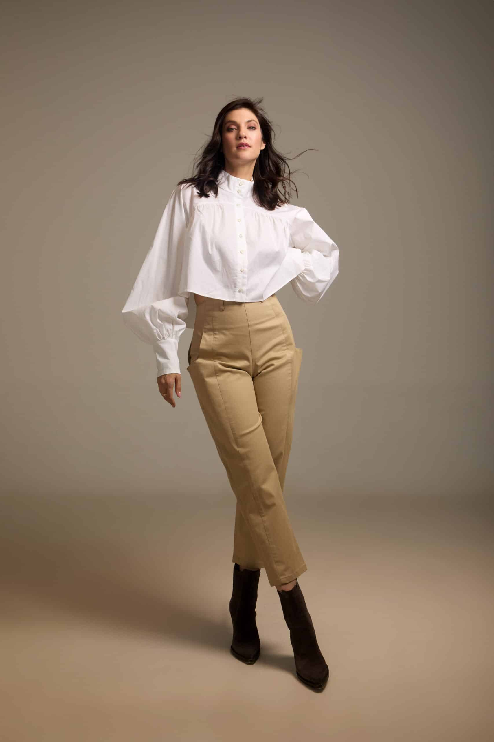 Cigarette Pants in Beige Gabardine от Merlenne